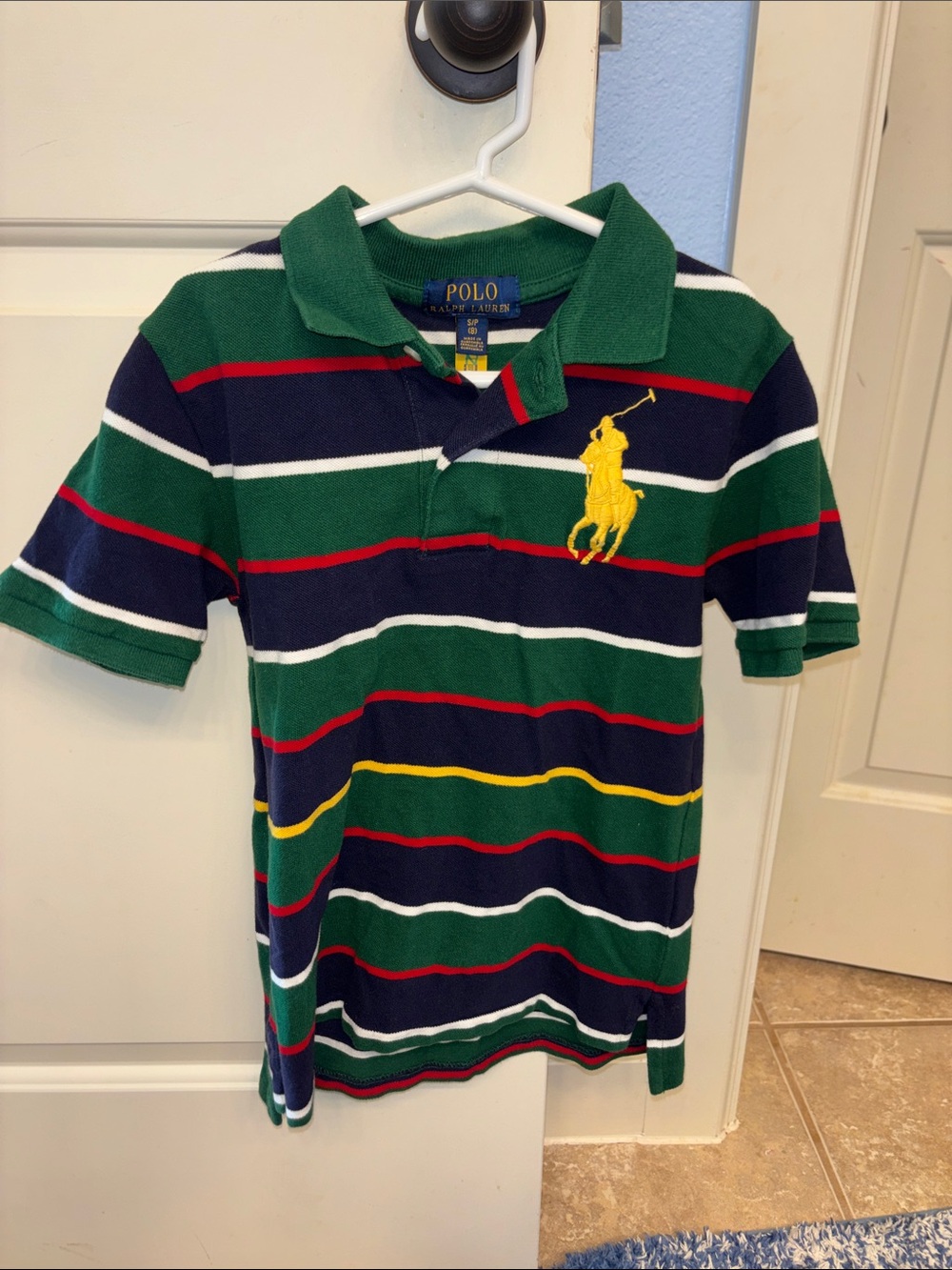 Polo Ralph Lauren Big Pony Green Navy Striped Polo Shirt 8